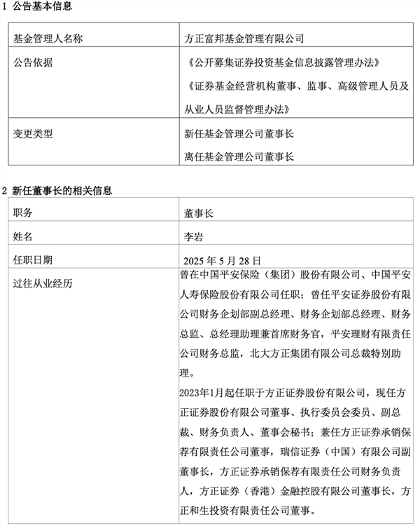 配资吧 方正富邦基金董事长退休离任 年内超过10位公募高层投研退休