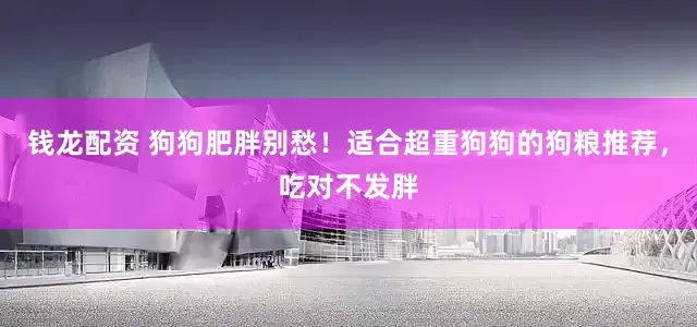 钱龙配资 狗狗肥胖别愁！适合超重狗狗的狗粮推荐，吃对不发胖